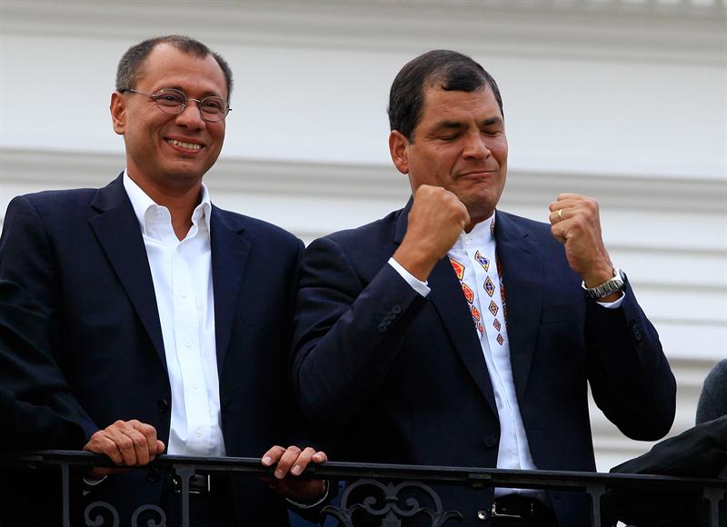 Jorge Glass (vicepresidente) y Rafael Correa (presidente). Foto EFE