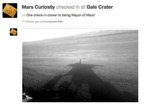 Curiosity hace check in en Foursquare desde Marte