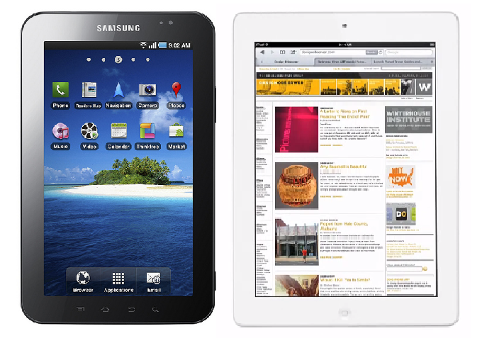 Samsung Galaxy Tab Versus el iPad de Apple