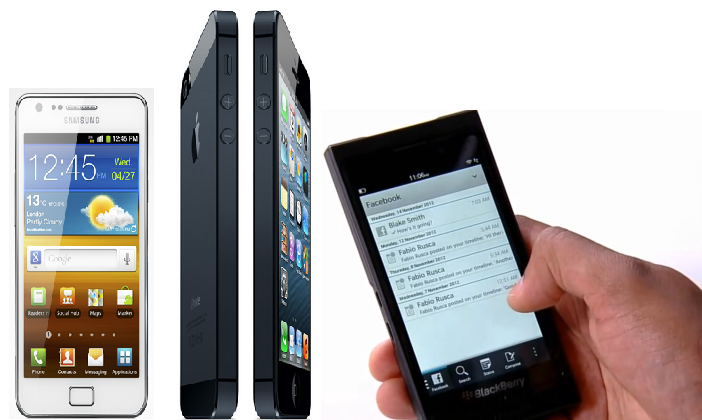 Galaxy, iPhone, BlackBerry
