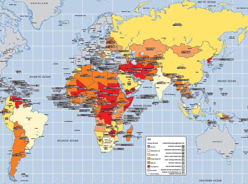 2013 Political Risk Map. Fuente: Aon